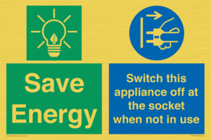 Save Energy, Switch this appliance off at the socket when not in use